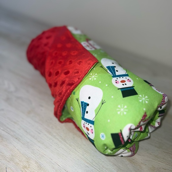 NEW Holiday Dancing Snowman Minky Baby Blanket - 38” x 41”- Baby Christmas Gift - Picture 8 of 8